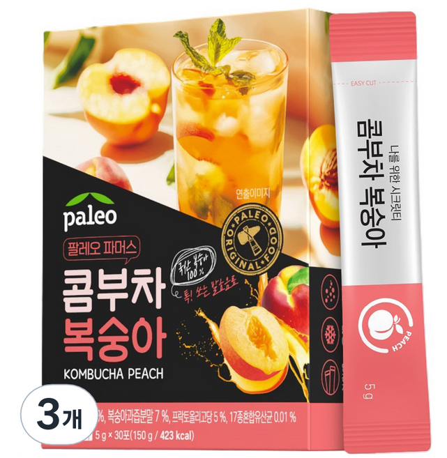 팔레오 콤부차 복숭아, 5g, 30개입, 3개