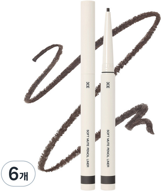 3CE 소프트 뮤트 펜슬 라이너 0.1g, MILDY BLACK, 6개