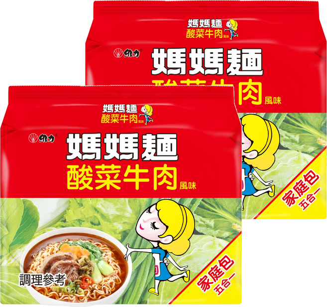 維力 媽媽麵 酸菜牛肉風味 75g, 10包