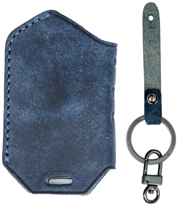 CHAMOA 가죽 스마트키케이스 모하비더마스터 스팅어 더K9, 딥네이비+흑니켈사틴, MK108