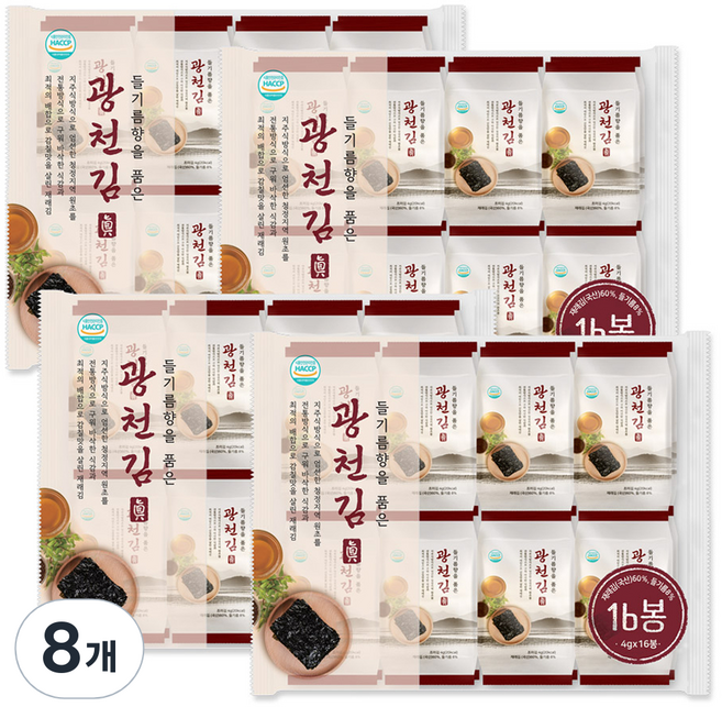 들기름향을 품은 광천김, 64g, 8개