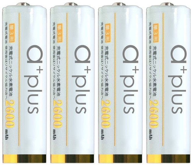 a plus 高容量低自放充電電池 AA-3號 2600mAh, 4個裝, 1組