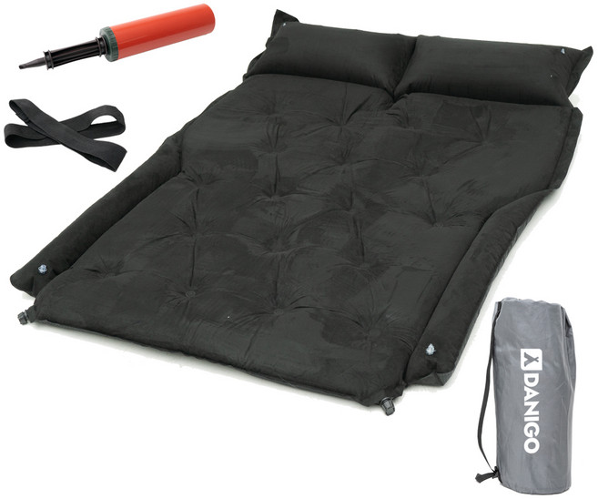 다니고 엠보싱 캠핑 차박 자충 에어매트 + 전용 가방 + 에어 펌프 풀세트 J121, 다크그레이