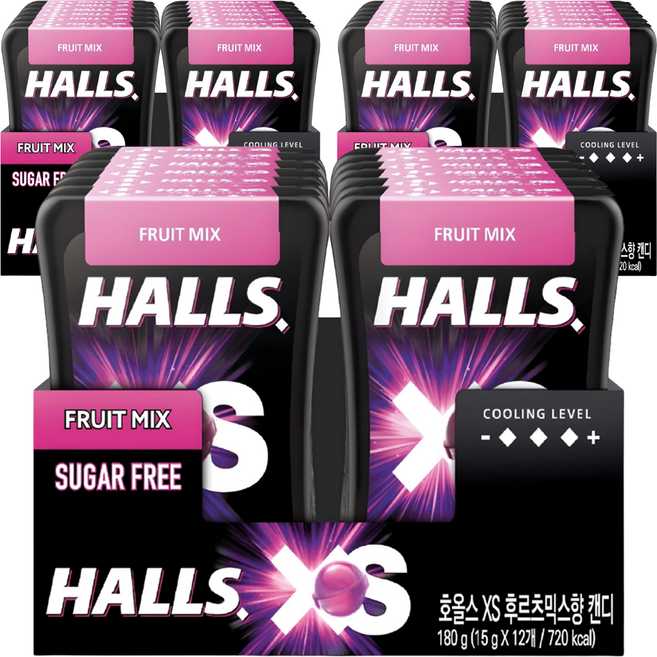HALLS XS無糖迷你薄荷糖 綜合水果口味, 180g, 3組