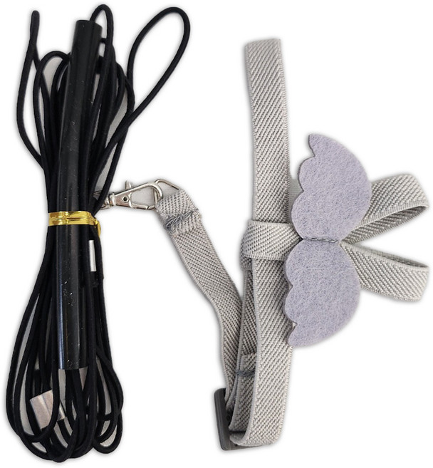 앵무새 신축성 날개 하네스 + 리드줄 세트, 그레이, 1세트