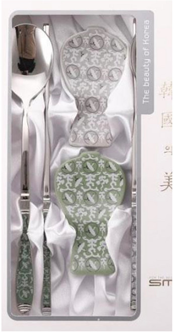 SMF 青瓷白瓷陶瓷餐具2入禮盒組, 1個, 青瓷 + 白瓷, 湯匙 + 筷子 + 筷架