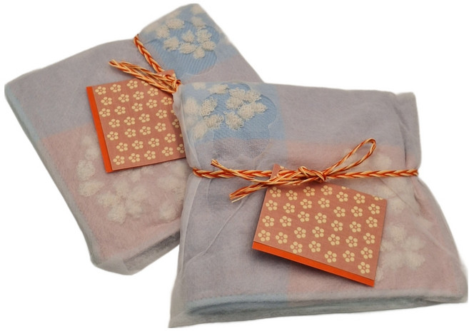 imabari towel 今治毛巾 日本藤高今治 瞬吸速乾櫻花系純棉方巾 25g, 藍色, 2條