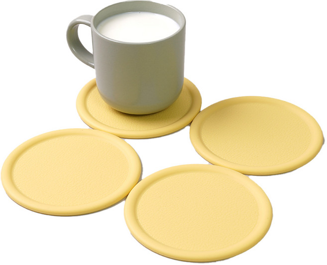 보울보울 국산 볼볼 실리콘 코스터, 치즈옐로우, 4개
