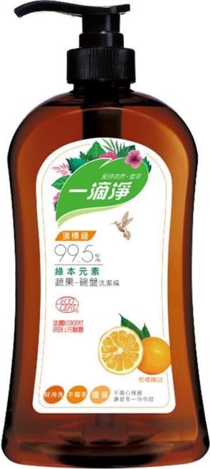 一滴淨 蘆薈多酚食品用洗潔精 柑橘精油, 1kg, 1瓶