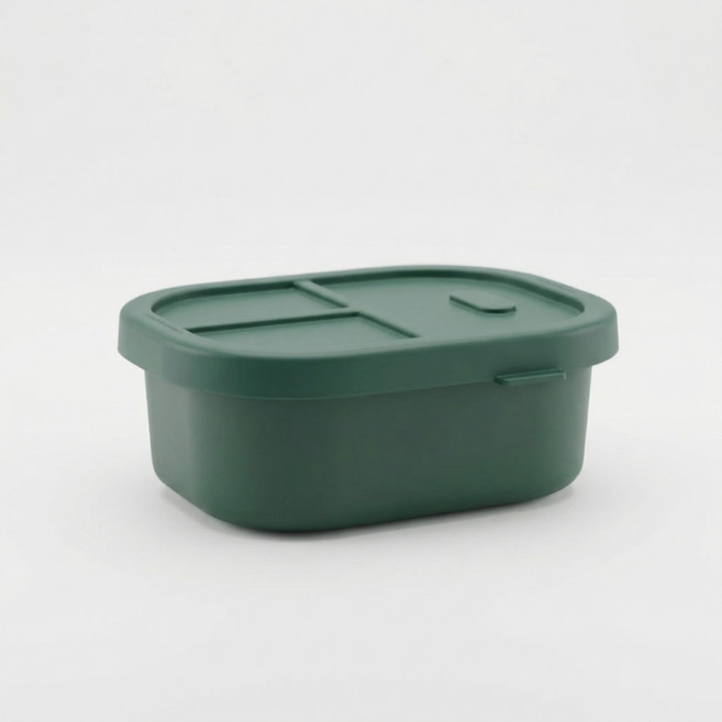 디아르 플래티넘 실리콘 밀폐 1단 도시락통 650ml, 다크그린, 1개