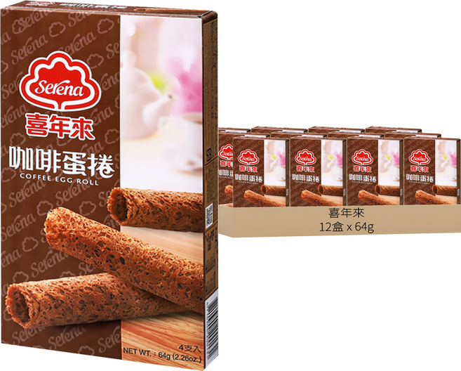 喜年來 咖啡蛋捲隨手包, 64g, 12盒