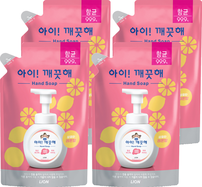 아이깨끗해 핸드워시 리필 레몬향, 450ml, 4개