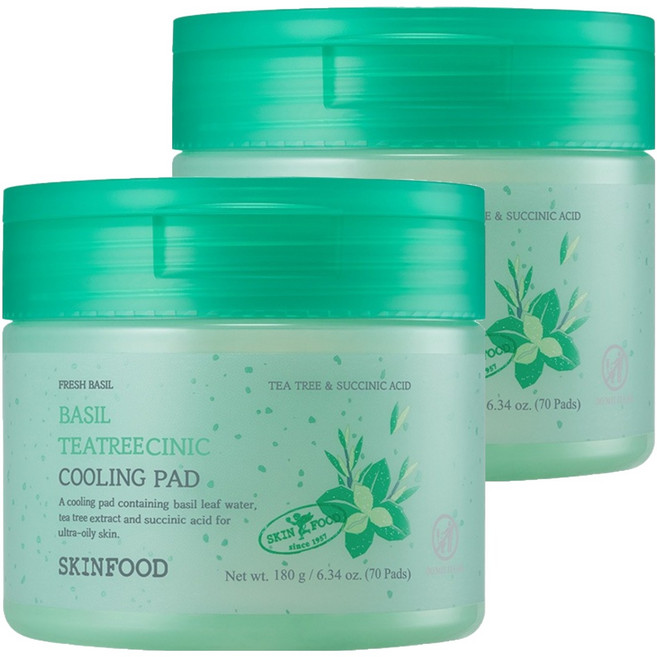 스킨푸드 바질 티트리시닉 쿨링 패드, 70개입, 180g, 2개