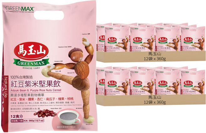 馬玉山 紅豆紫米堅果飲, 360g, 24袋