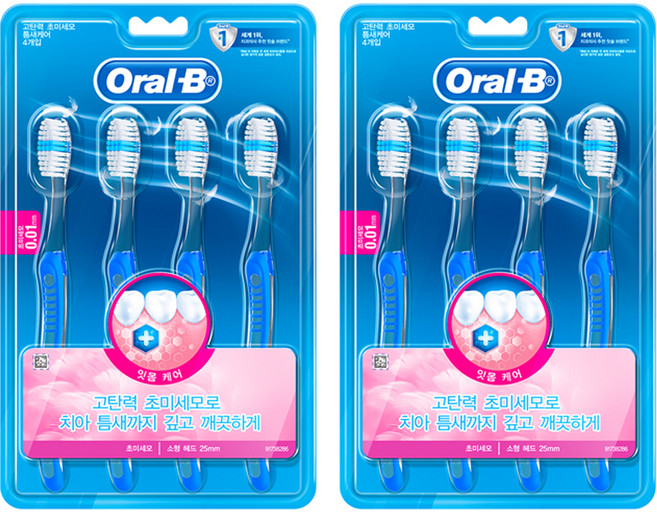 오랄비 고탄력 초미세모 틈새 케어 칫솔, 4개입, 2개