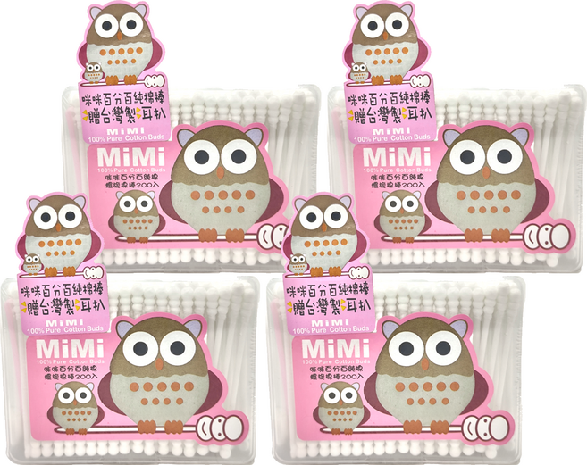 MiMi 咪咪純棉 螺旋棉棒, 200支, 4盒
