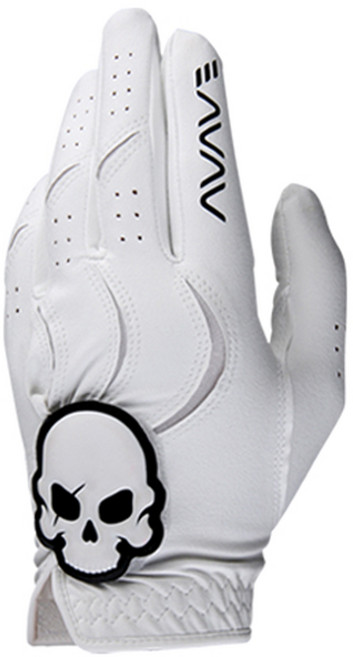 Abeive 男用骷髏頭標誌彩色高爾夫手套 左手用, 白色, 1個