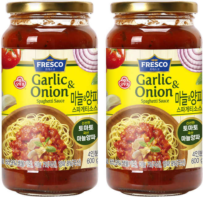오뚜기프레스코 마늘 앤 양파 스파게티소스, 600g, 2개