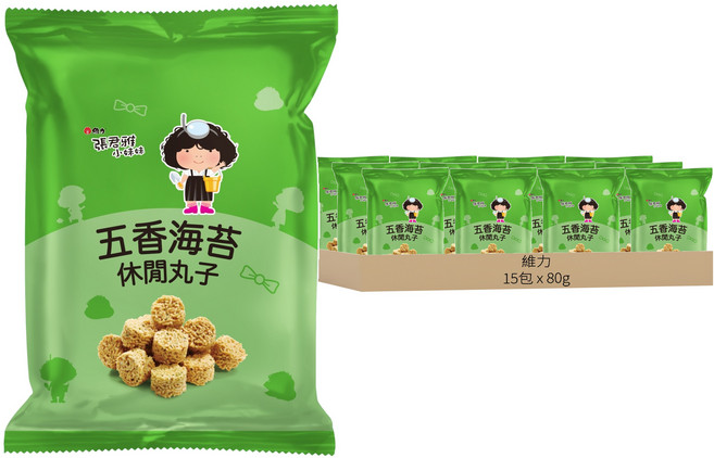 維力 張君雅小妹妹 休閒丸子 五香海苔, 80g, 15包