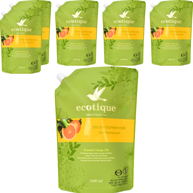 에코띠끄 오렌지오일 주방세제 리필, 1L, 6개