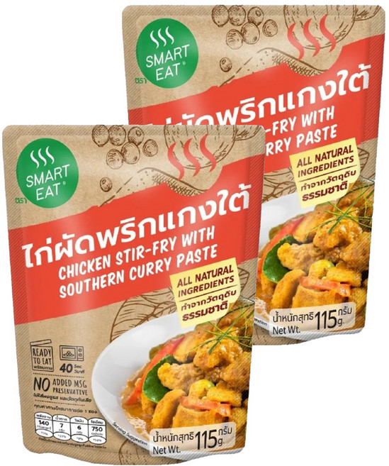SMART EAT 南方風味咖哩打拋雞肉即食包 無味精 無防腐劑, 115g, 2包
