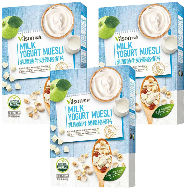 Vilson 米森 乳酸菌牛奶優格麥片, 300g, 3盒