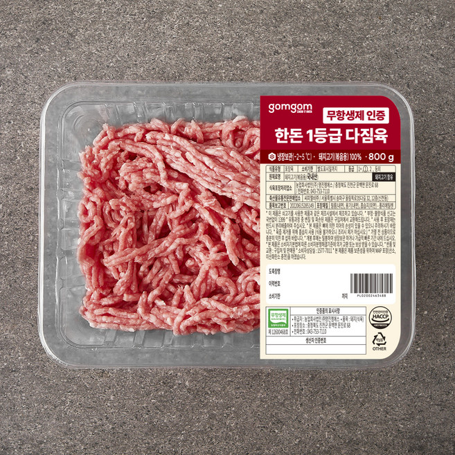 곰곰 무항생제 인증 한돈 1등급 다짐육 (냉장), 800g, 1개