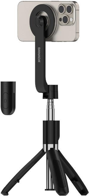 BANADA 튤립 맥세이프 블루투스 셀카봉, BND-B2MSST-B04, 블랙, 1개