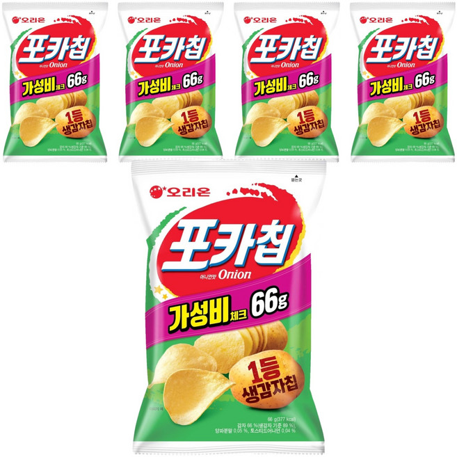 오리온 포카칩 어니언맛, 66g, 5개