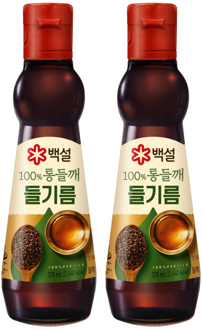 백설 100% 통들깨 들기름, 320ml, 2개