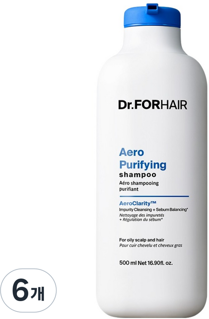 닥터포헤어 에어로 퓨리파잉 지성두피 딥클렌징 피지케어 샴푸, 500ml, 6개
