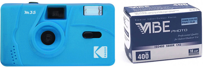 코닥 즉석 카메라 M35 + 바이브 400 18 컬러네거티브 필름, 1세트, M35(블루)