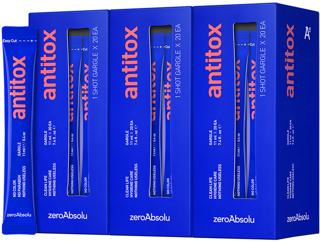 안티톡스 제로앱솔루 가글 20p, 220ml, 3개