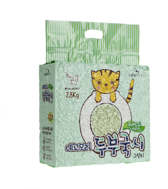 네꼬모리 응고형 두부국시 극세입자 고양이 모래, 2.8kg, 1개, 녹차
