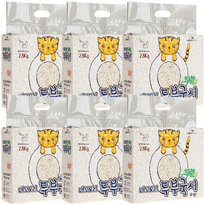 네꼬모리 두부국시 극세입자 고양이 모래, 2.8kg, 6개, 무향
