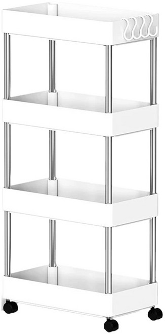 SUNEWZ 移動式縫隙置物架收納櫃 L(38 x 22 x 86cm) 4層, 白色, 1個