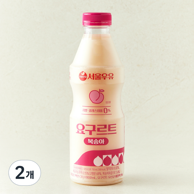 서울우유 요구르트 복숭아, 2개, 1개입, 750ml