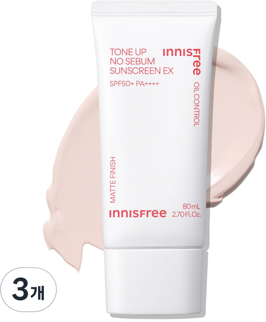 이니스프리 톤업 노세범 선스크린 EX SPF50+ PA++++, 80ml, 3개