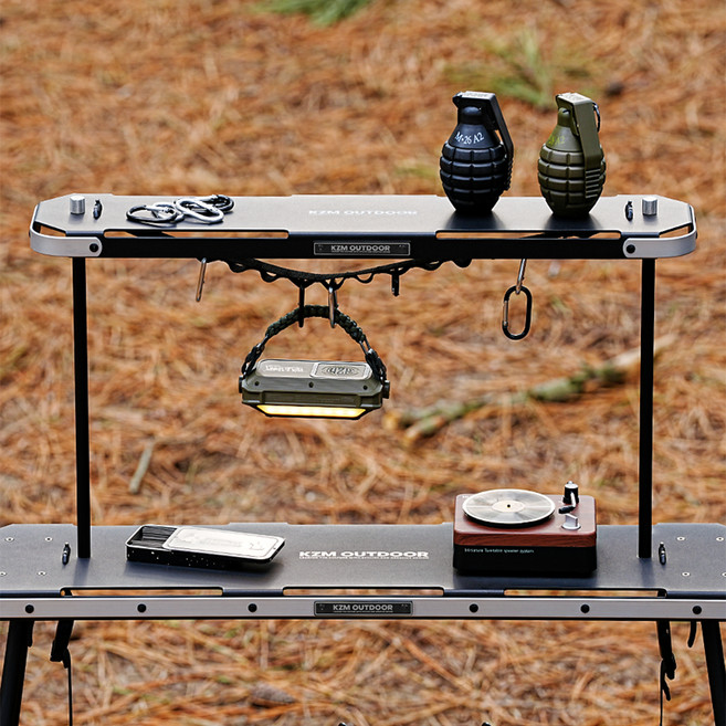 카즈미 캠핑 원 테이블 탑 쉘프, 블랙