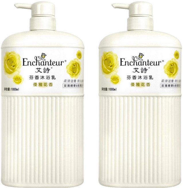 Enchanteur 艾詩 芬香沐浴乳 優雅花香, 1L, 2瓶