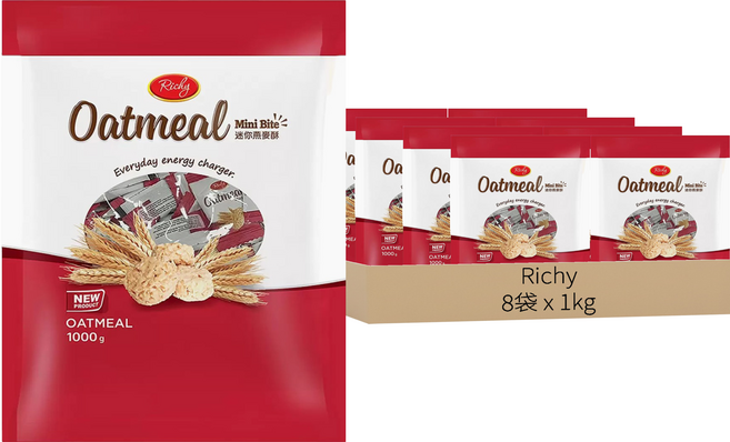 Richy 迷你一口燕麥酥, 1kg, 8袋