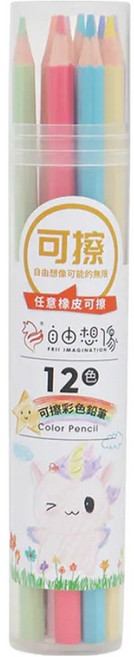自由想像 環保可擦多角色鉛筆, 12色, 1盒