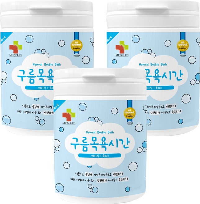구름목욕시간 베이직 유아바디 입욕제 무향, 500g, 3개