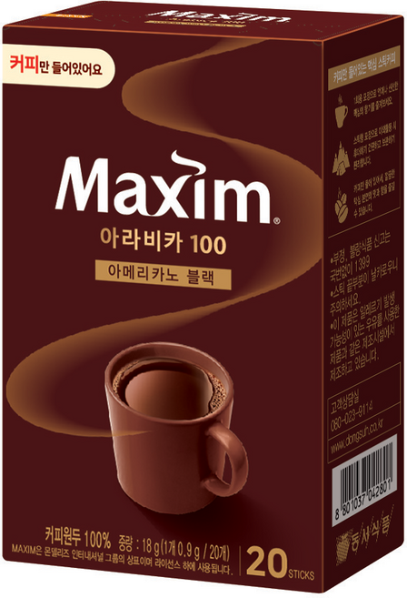 맥심 아라비카100 아메리카노 블랙, 900mg, 20개입, 1개