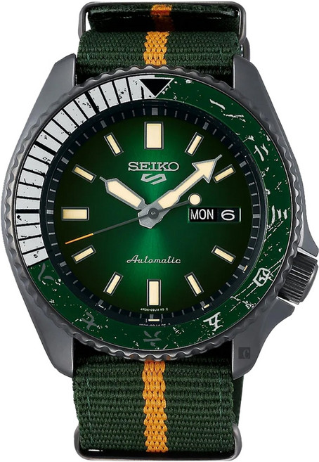 SEIKO 精工 5 Sport火影忍者李洛克聯名機械錶 SRPF73K1/4R36-09H0G