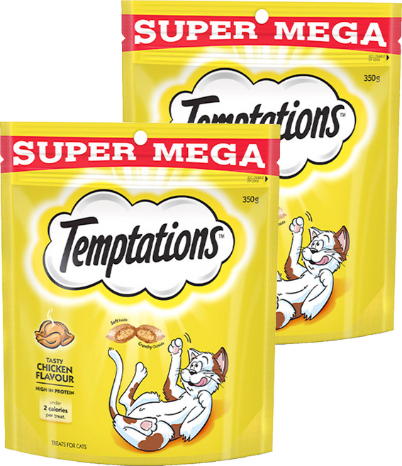 템테이션 고양이 스낵, 맛있는 닭고기맛, 350g, 2개