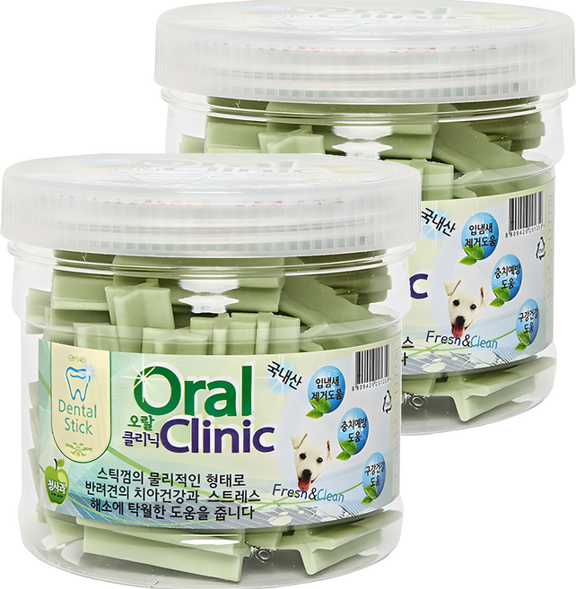 강아지 오랄클리닉 덴탈 스틱 껌, 청사과, 300g, 2개