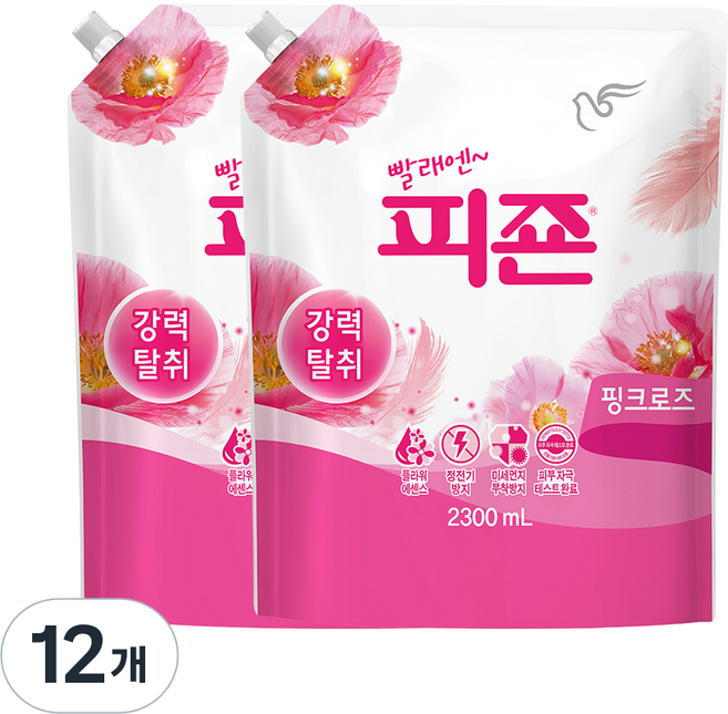 피죤 레귤러 섬유유연제 핑크로즈 리필, 2.3L, 1개입, 12개