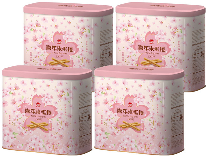 喜年來 蛋捲禮盒 芝麻口味, 512g, 4盒