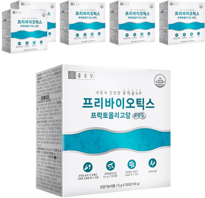 종근당 프리바이오틱스 프락토올리고당 FOS, 150g, 6개